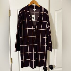 Nine West Deep Purple and Pink Grid Sweater